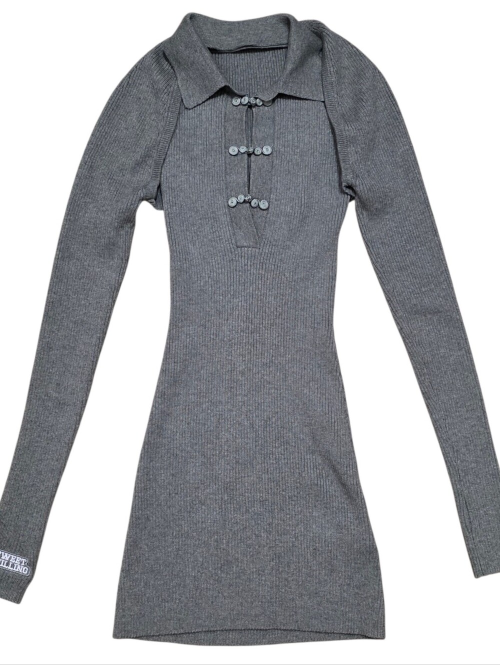Sweet chilling ribbed knit bodycon dress with bolero